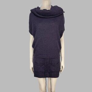 CHIARAMENTE Italy Lagenlook‎ Convertible Knit Tunic Purple Wool Blend OS